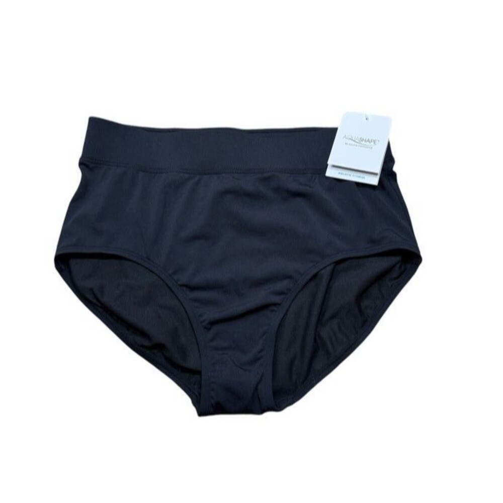 Dolfin AQUASHAPE Bikini Bottom Womens Size Large High Waisted Black Swimsuit